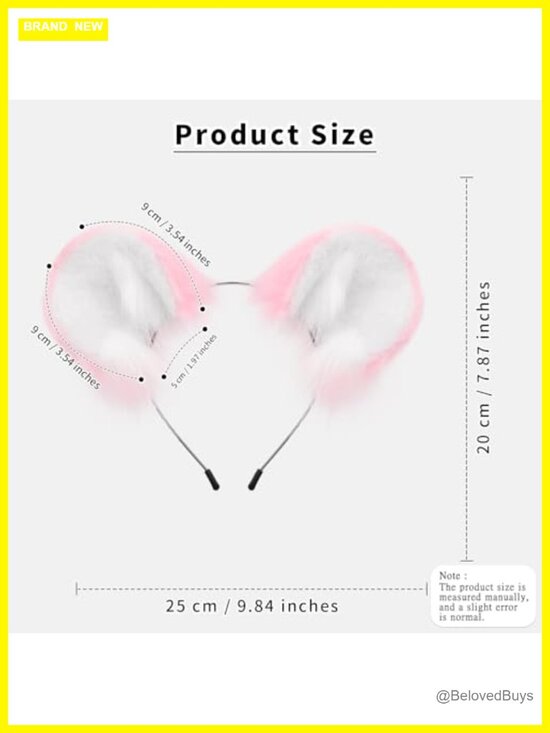Faux Fur Animal Ear Headband Tail Bow Tie Face Sticker Costume Set